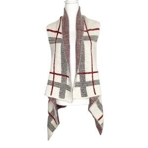 R Fashion Apparel Plaid Open Front Sleeveless Cardigan One Size